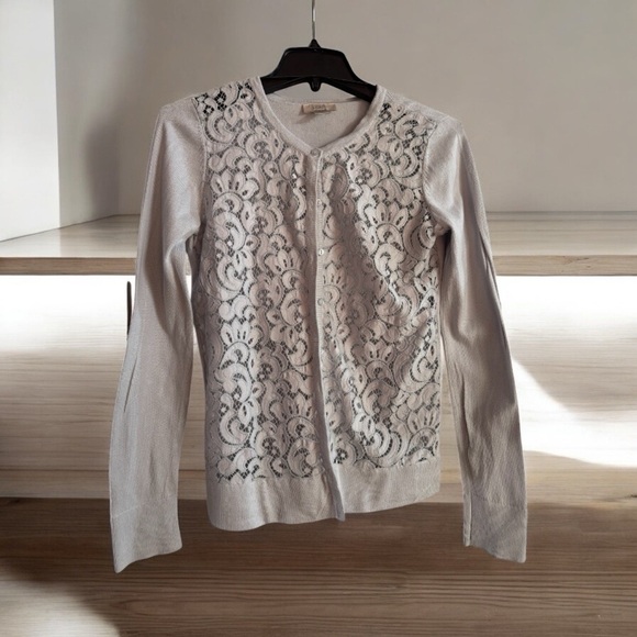 Elegant Lace Cardigan Sweater - Gray - Picture 2 of 4